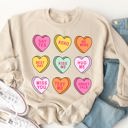 XL Tan Conversation Hearts Graphic Sweatshirt