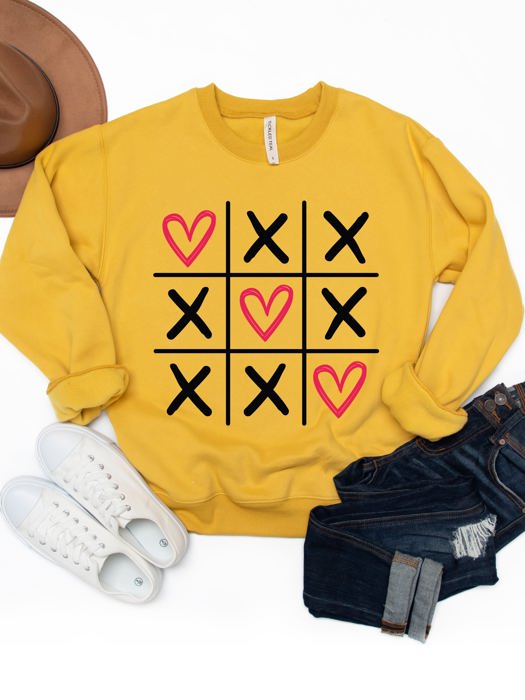 Tic Tac Toe Hearts Graphic Sweatshirt