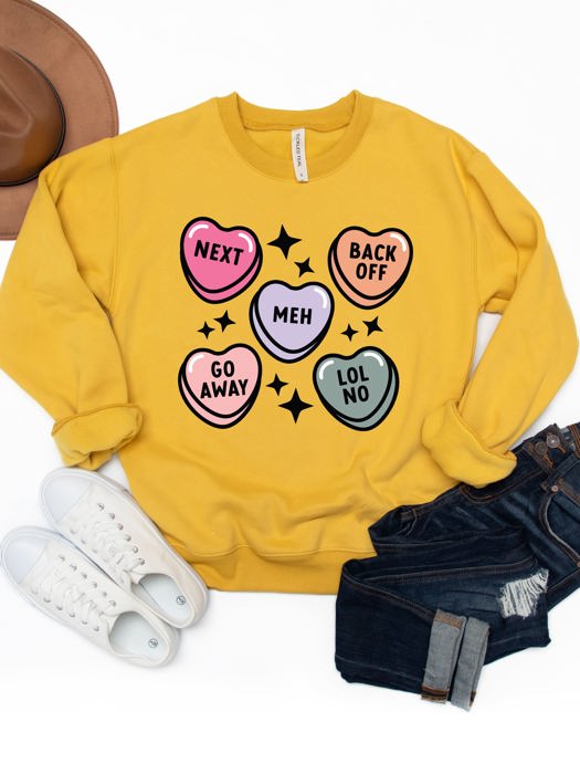 Go Away Conversation Hearts Graphic Sweatshirt