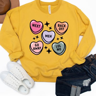 Go Away Conversation Hearts Graphic Sweatshirt