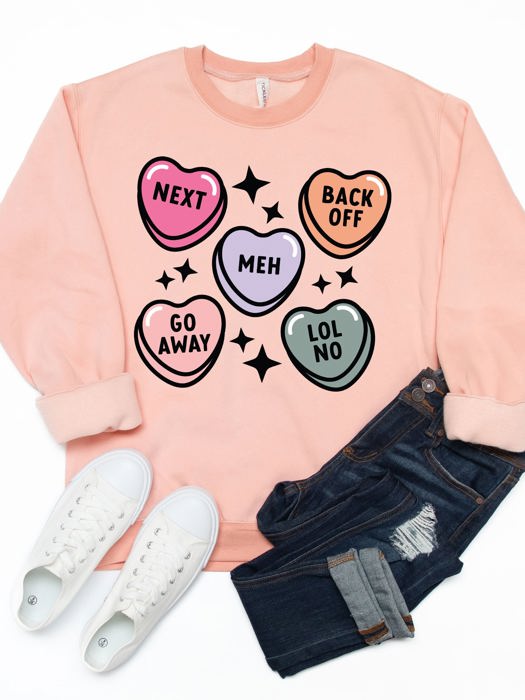 Go Away Conversation Hearts Graphic Sweatshirt