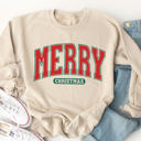 Large Tan Merry Christmas Bold Graphic Sweatshirt