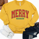 Large Yellow Merry Christmas Bold Graphic Sweatshirt