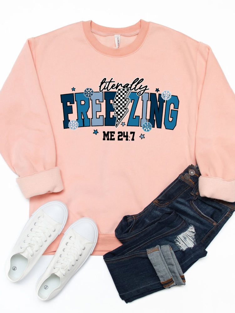 Literally Freezing Lightening Bolt Graphic Sweatshirt