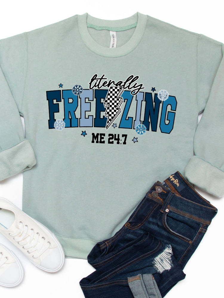 Literally Freezing Lightening Bolt Graphic Sweatshirt