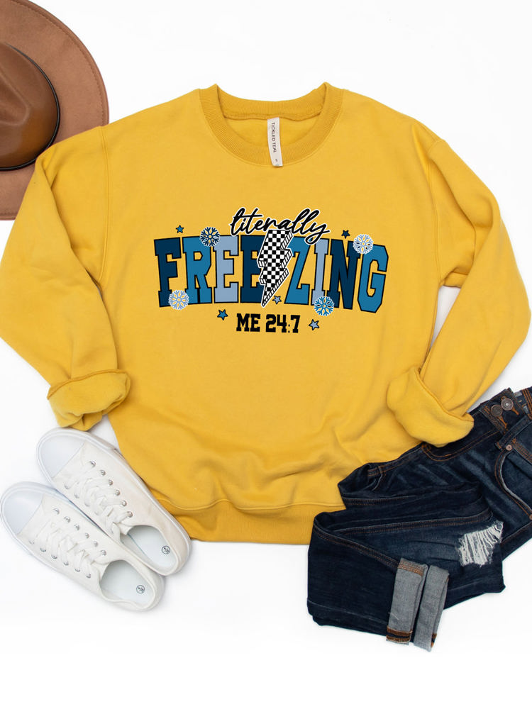 Literally Freezing Lightening Bolt Graphic Sweatshirt