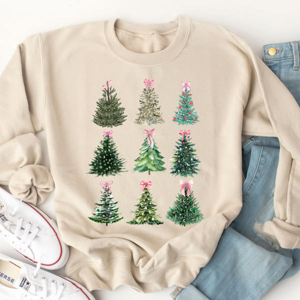 Decorated Christmas Trees Graphic Sweatshirt