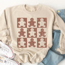 Medium Tan Gingerbread Man Checkers Graphic Sweatshirt