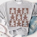 XL Gray Gingerbread Man Checkers Graphic Sweatshirt