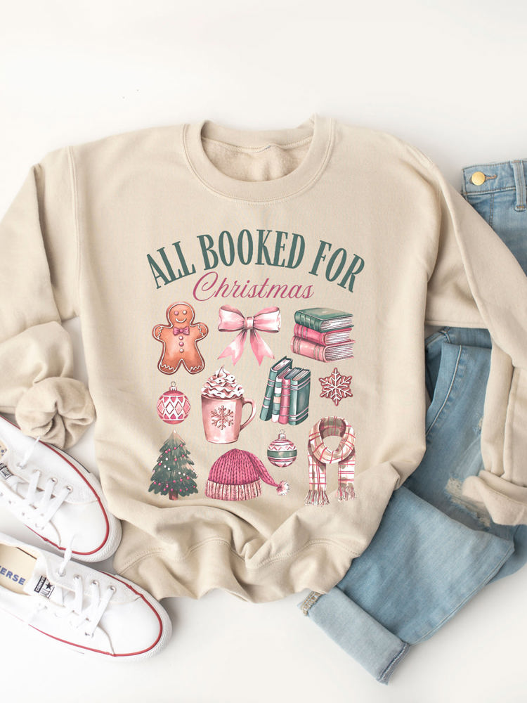 All Booked For Christmas Graphic Sweatshirt