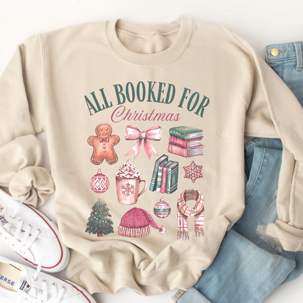 All Booked For Christmas Graphic Sweatshirt