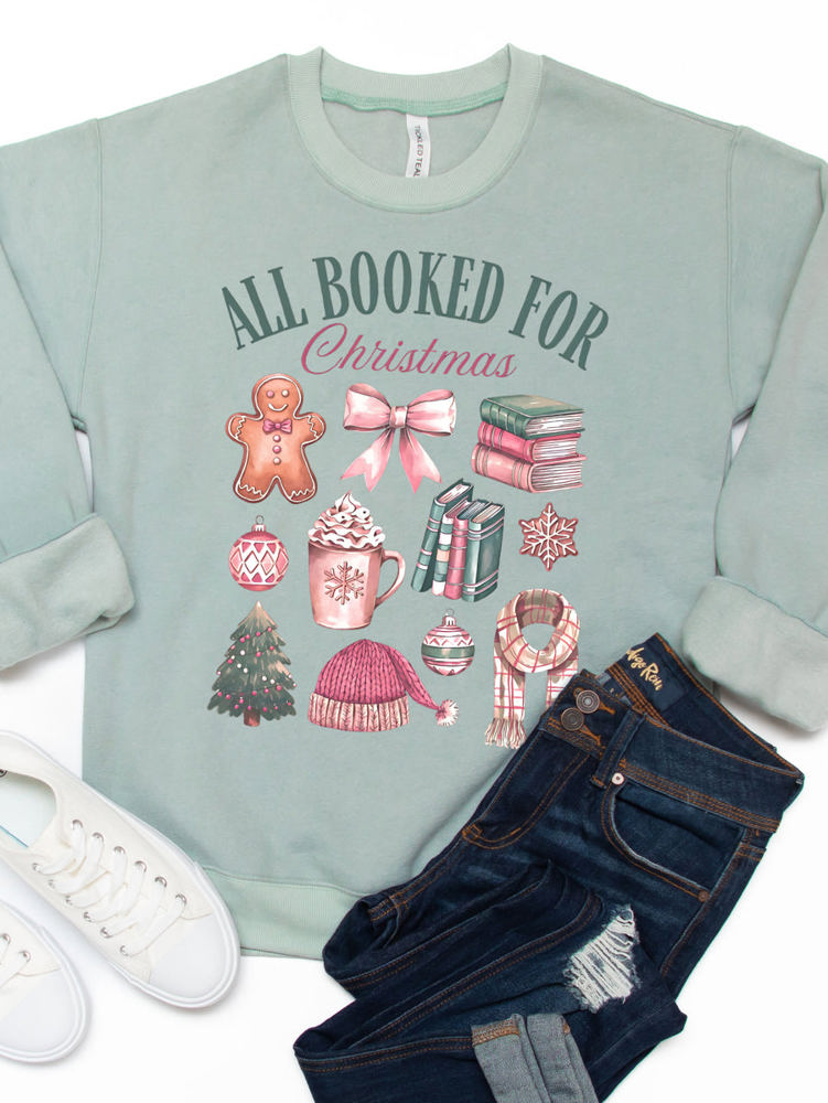 All Booked For Christmas Graphic Sweatshirt