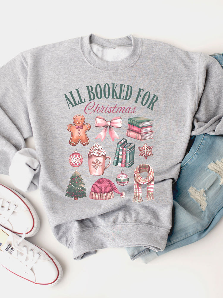 All Booked For Christmas Graphic Sweatshirt