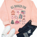 Large Peach All Booked For Christmas Graphic Sweatshirt