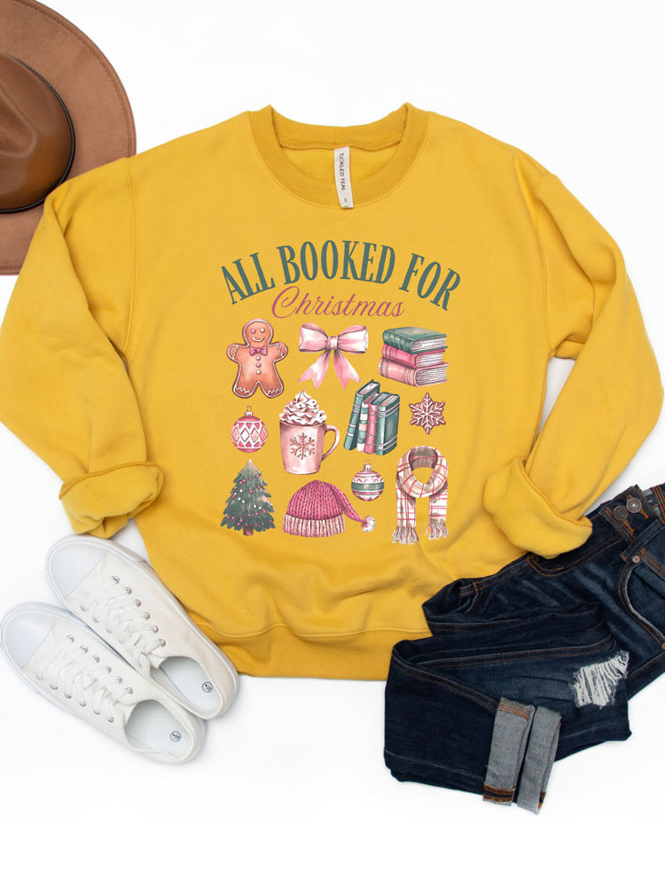 All Booked For Christmas Graphic Sweatshirt