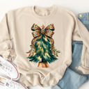  Cheetah Bow Christmas Tree Graphic Sweatshirt