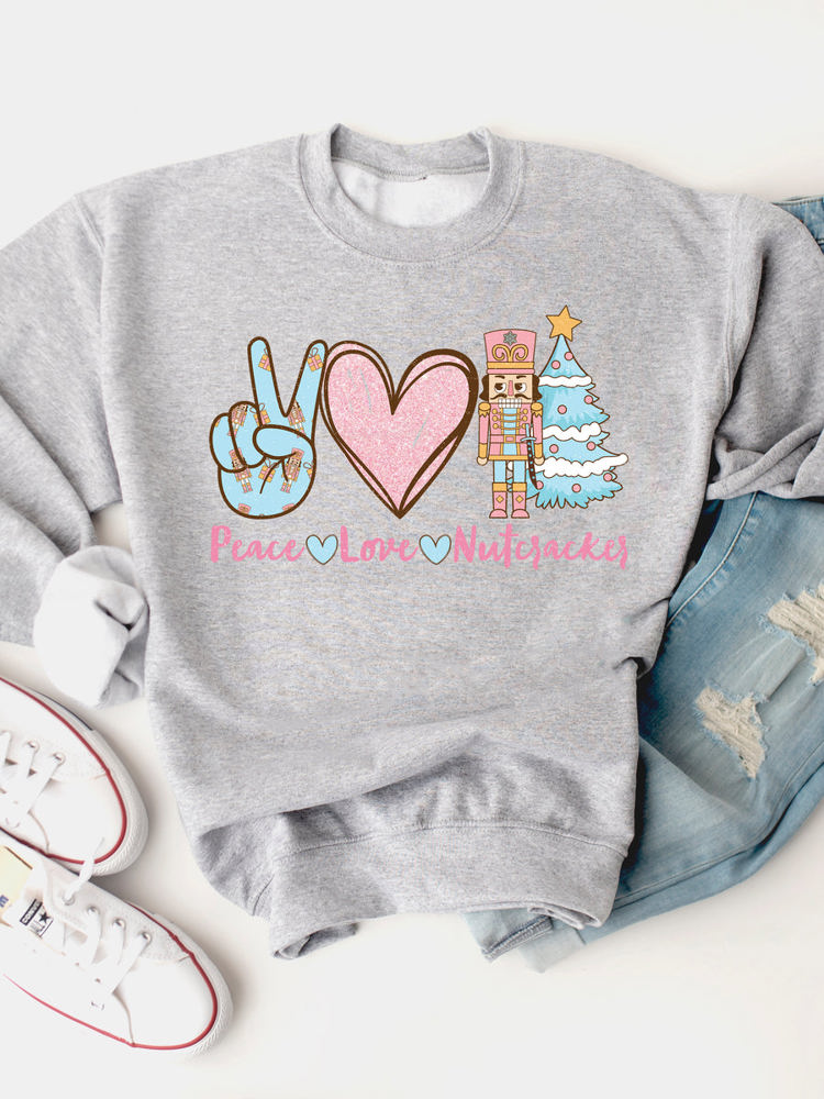 Peace, Love, Nutcracker Graphic Sweatshirt