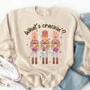 Large Tan What’s Crackin, 3 Stanley Nutcrackers Graphic Sweatshirt