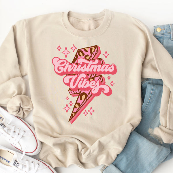 Christmas Vibes Lightening Bolt Graphic Sweatshirt