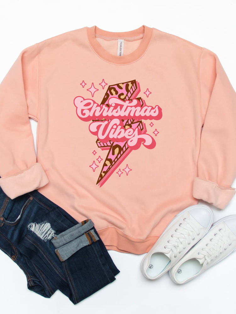 Christmas Vibes Lightening Bolt Graphic Sweatshirt