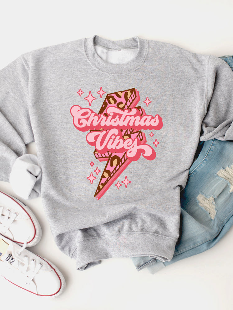 Christmas Vibes Lightening Bolt Graphic Sweatshirt