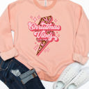 Large Peach Christmas Vibes Lightening Bolt Graphic Sweatshirt