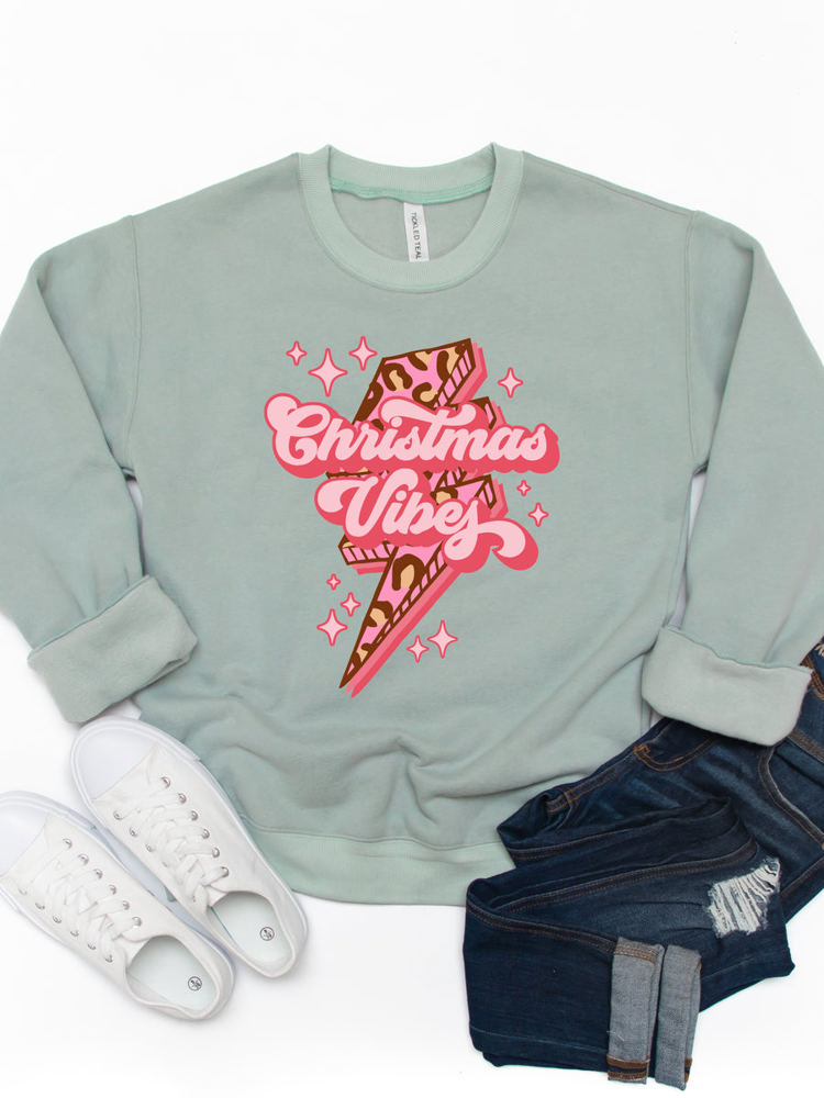 Christmas Vibes Lightening Bolt Graphic Sweatshirt