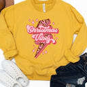 Large Yellow Christmas Vibes Lightening Bolt Graphic Sweatshirt