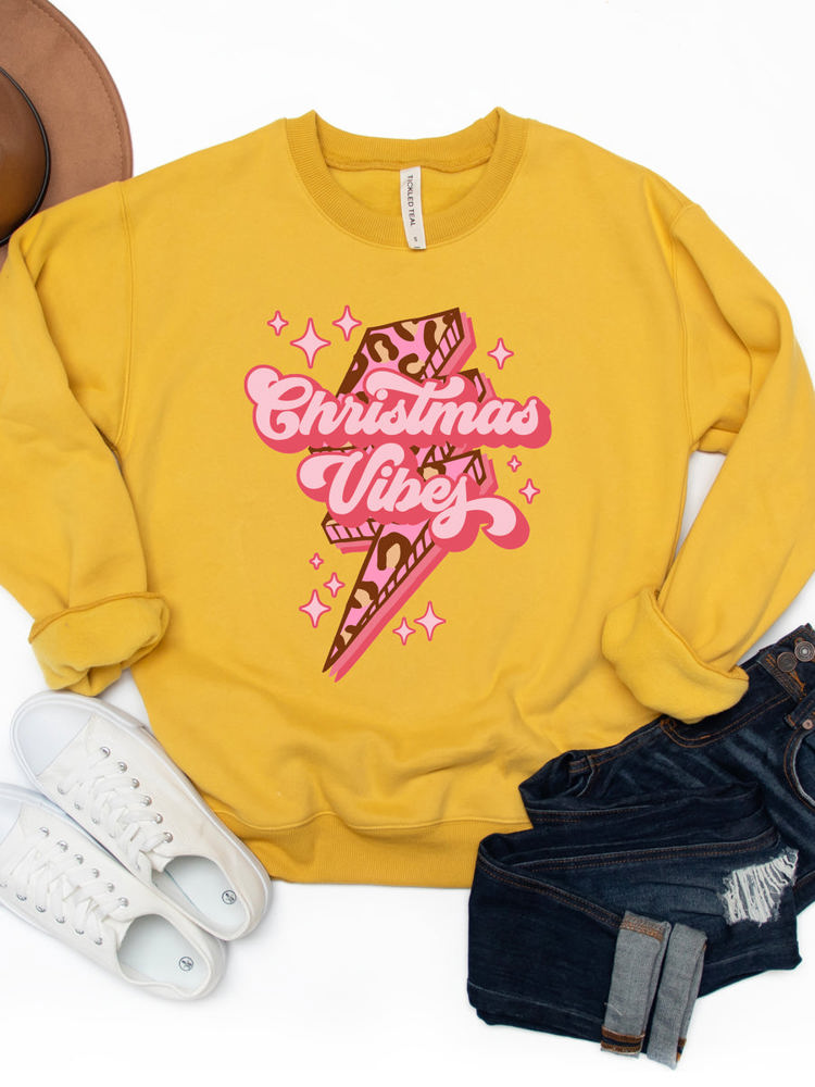 Christmas Vibes Lightening Bolt Graphic Sweatshirt