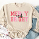  Merry And Bright Pink Graphic Sweatshirt