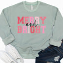  Merry And Bright Pink Graphic Sweatshirt