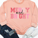  Merry And Bright Pink Graphic Sweatshirt