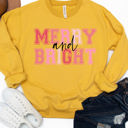  Merry And Bright Pink Graphic Sweatshirt