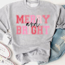  Merry And Bright Pink Graphic Sweatshirt