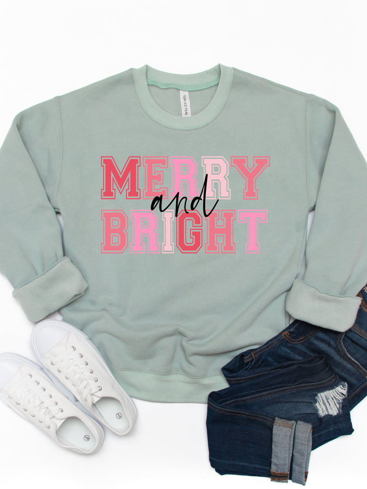 Merry And Bright Pink Graphic Sweatshirt