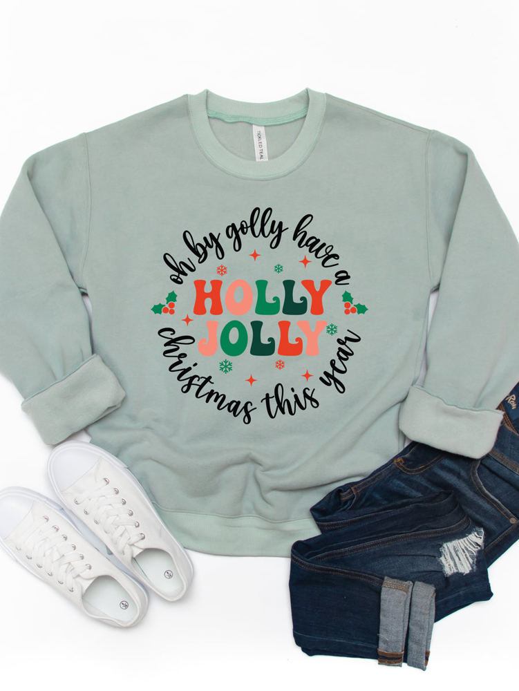 Oh By Golly Have A Holly Jolly Christmas Graphic Sweatshirt