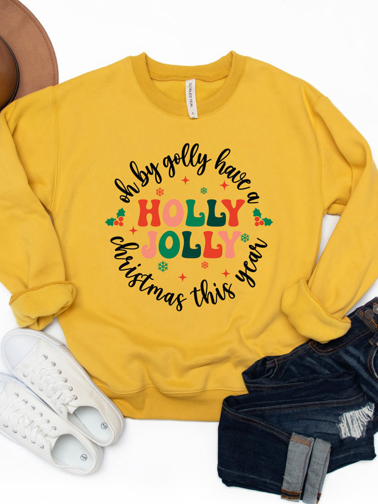 Oh By Golly Have A Holly Jolly Christmas Graphic Sweatshirt