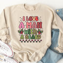 Large Tan I Love A Man With A Beard Graphic Sweatshirt