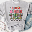 Large Gray I Love A Man With A Beard Graphic Sweatshirt