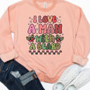 Large Peach I Love A Man With A Beard Graphic Sweatshirt