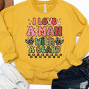 Large Yellow I Love A Man With A Beard Graphic Sweatshirt