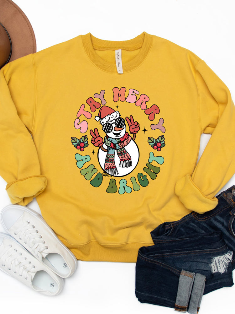 Stay Merry & Bright Snowman Graphic Sweatshirt