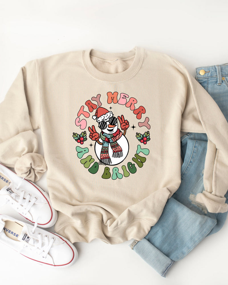 Stay Merry & Bright Snowman Graphic Sweatshirt