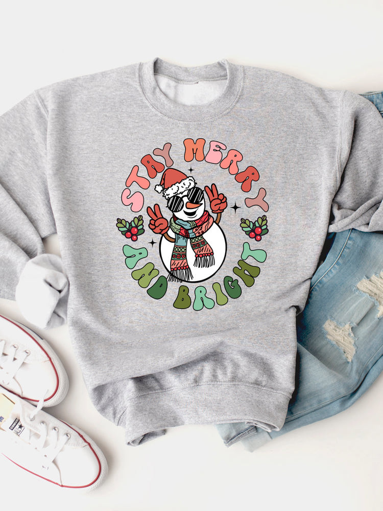 Stay Merry & Bright Snowman Graphic Sweatshirt