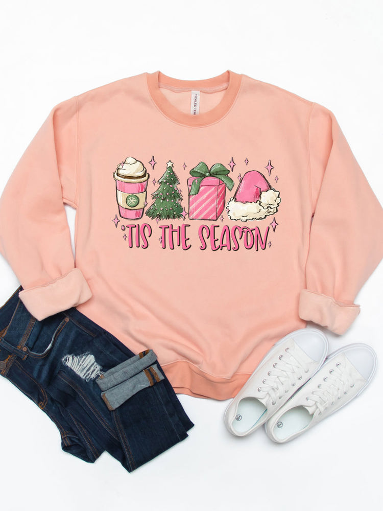 Tis The Season Pink Christmas Graphic Sweatshirt