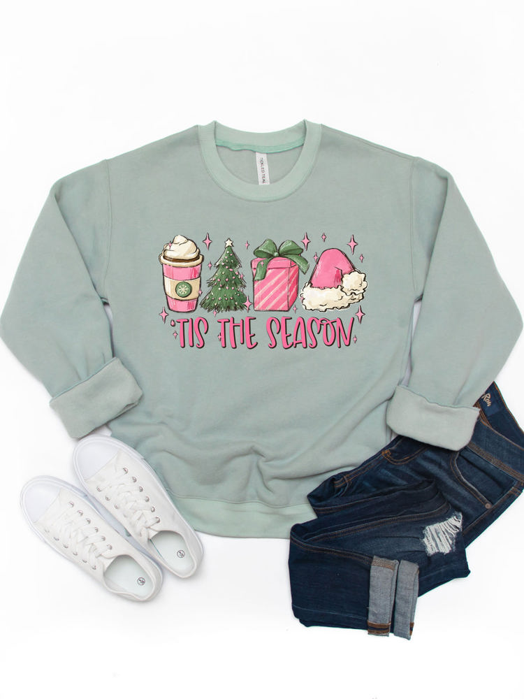 Tis The Season Pink Christmas Graphic Sweatshirt