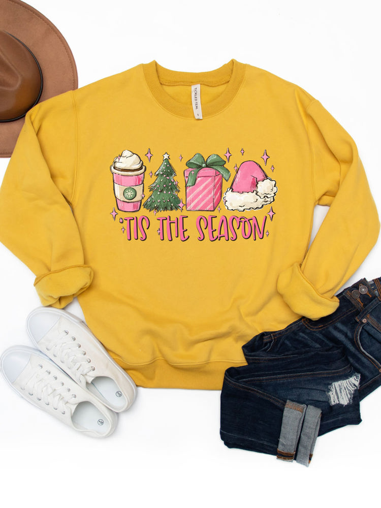 Tis The Season Pink Christmas Graphic Sweatshirt