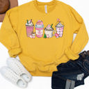 Large Yellow Christmas Coffee Graphic Sweatshirt