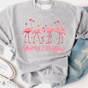 Medium Gray Flamingo Merry Christmas Graphic Sweatshirt