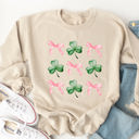 Medium Tan Bows & Clovers Graphic Sweatshirt